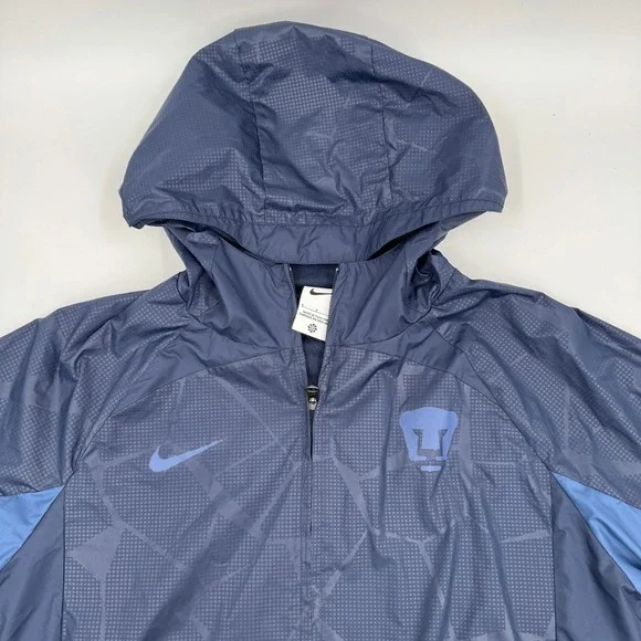 Nike Pumas UNAM Mens Navy Blue Hooded Windbreaker Jacket DV5178-451 Small